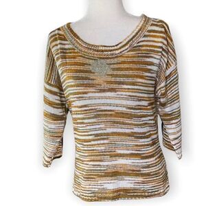 Tulle Antrhopologie Crew Neck Earth Tones Striped Sweater